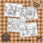 Fall Coloring Cards Printable Set