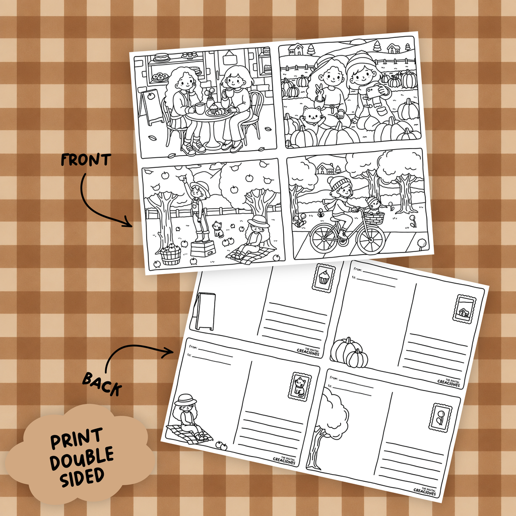Fall Coloring Cards Printable Set