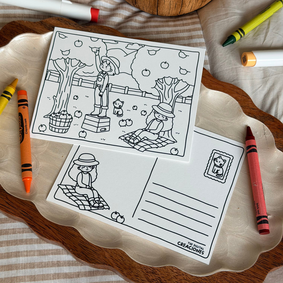 Fall Coloring Cards  and Sticker Sheet Set