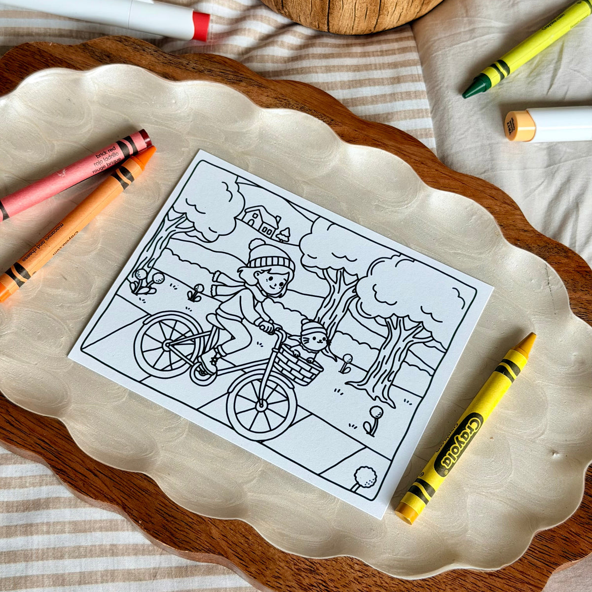 Rolling into Fall Coloring Card