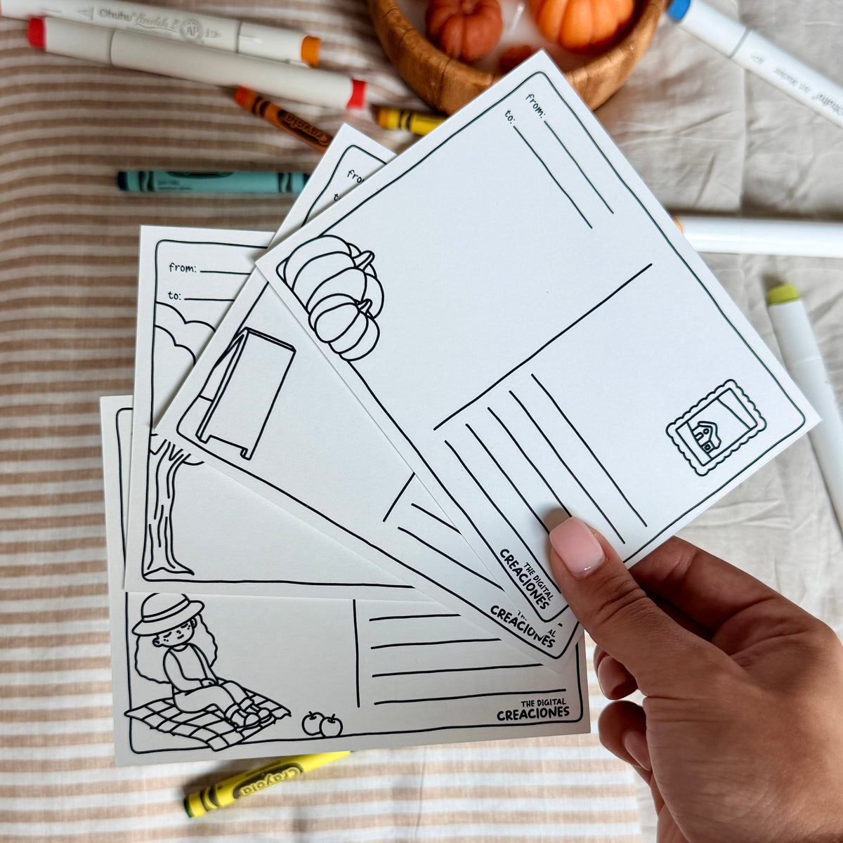Fall Coloring Cards  and Sticker Sheet Set