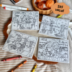 Fall Coloring Cards  and Sticker Sheet Set